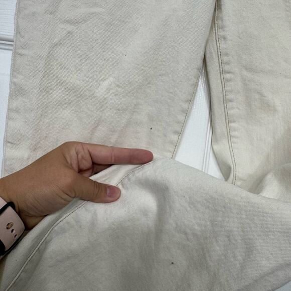 FRAME Le Crop Mini Boot Cream Denim Jeans Frayed Distressed Hem Womens 26 - Picture 6 of 10